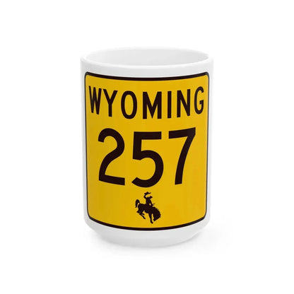 WY-257 (Wyoming) (Road Sign) White Coffee Mug 15oz - Go Mug Yourself