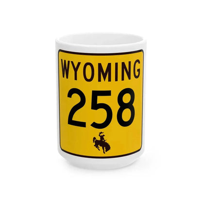 WY-258 (Wyoming) (Road Sign) White Coffee Mug 15oz - Go Mug Yourself