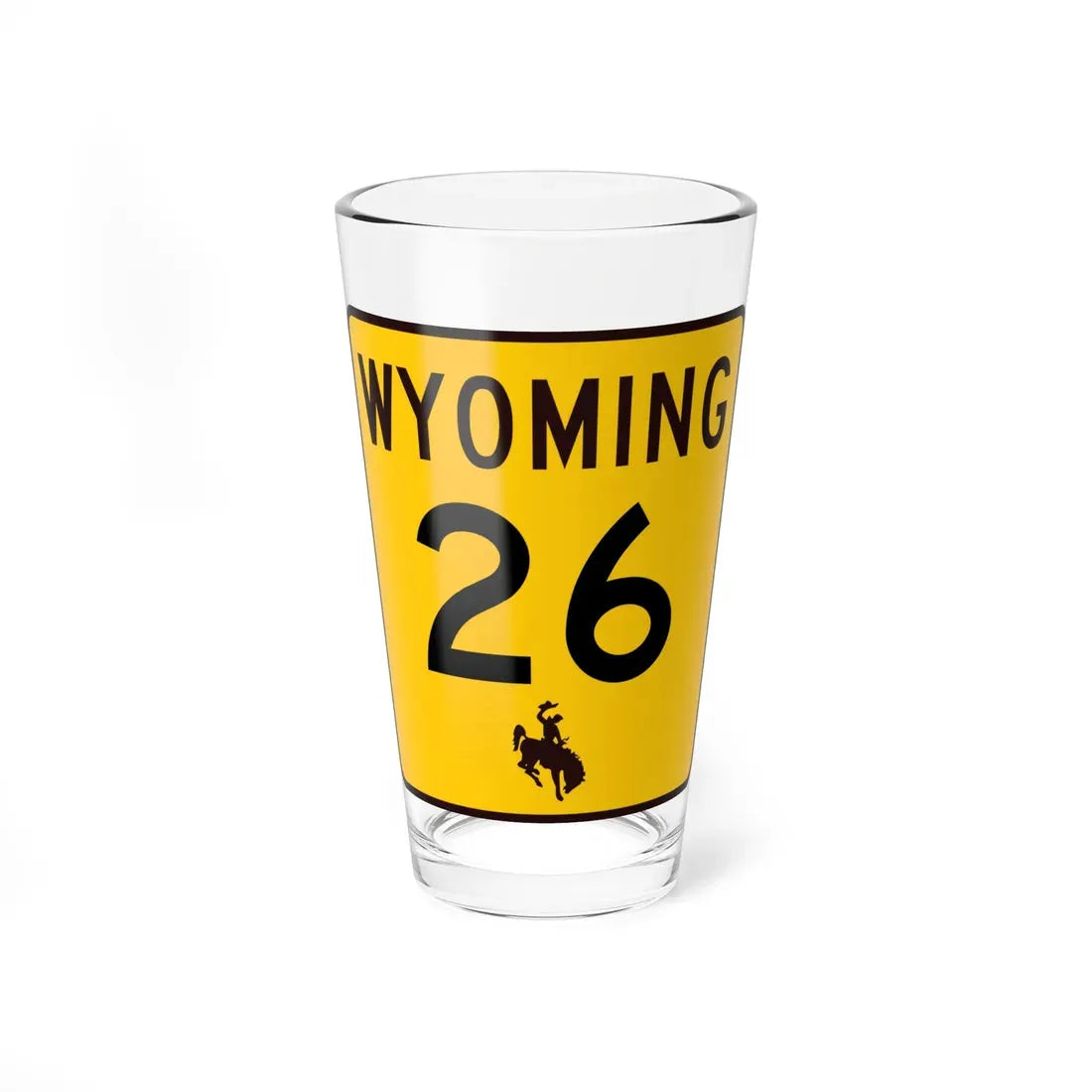 WY-26 (Wyoming) (Road Sign) Pint Glass 16oz 16oz - Go Mug Yourself