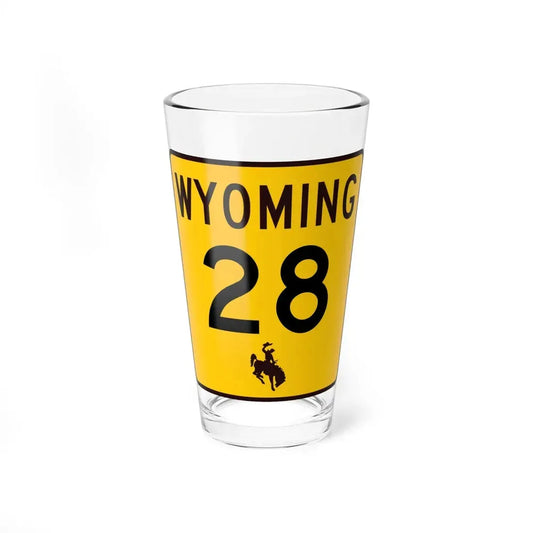 WY-28 (Wyoming) (Road Sign) Pint Glss 16oz 16oz - Go Mug Yourself