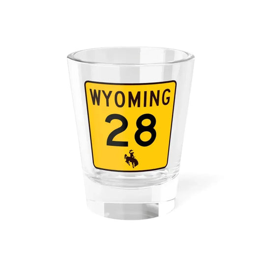 WY-28 (Wyoming) (Road Sign) Shot Glass 1.5oz 1.5oz - Go Mug Yourself