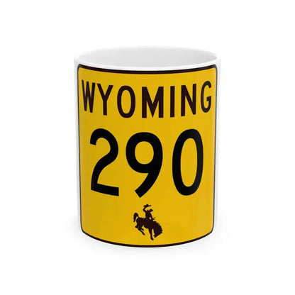 WY-290 (Wyoming) (Road Sign) White Coffee Mug 11oz - Go Mug Yourself