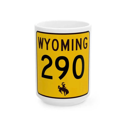 WY-290 (Wyoming) (Road Sign) White Coffee Mug 15oz - Go Mug Yourself