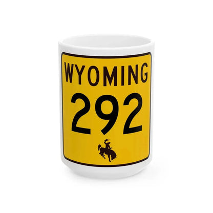 WY-292 (Wyoming) (Road Sign) White Coffee Mug 15oz - Go Mug Yourself