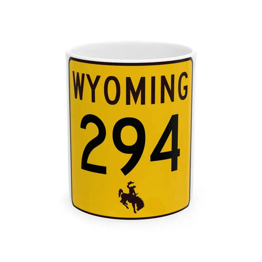 WY-294 (Wyoming) (Road Sign) White Coffee Mug 11oz - Go Mug Yourself