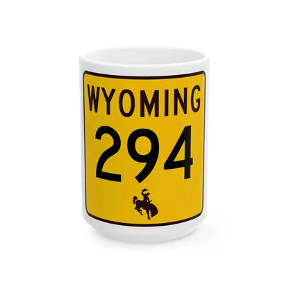 WY-294 (Wyoming) (Road Sign) White Coffee Mug 15oz - Go Mug Yourself