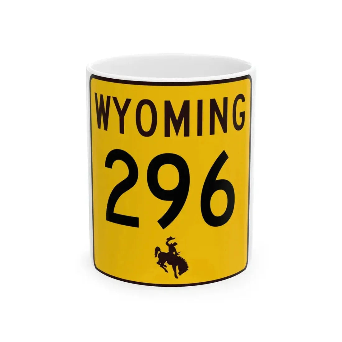 WY-296 (Wyoming) (Road Sign) White Coffee Mug 11oz - Go Mug Yourself