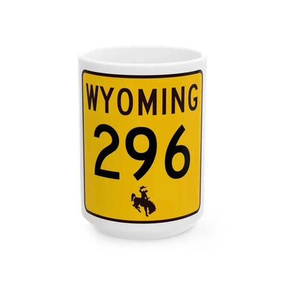 WY-296 (Wyoming) (Road Sign) White Coffee Mug 15oz - Go Mug Yourself