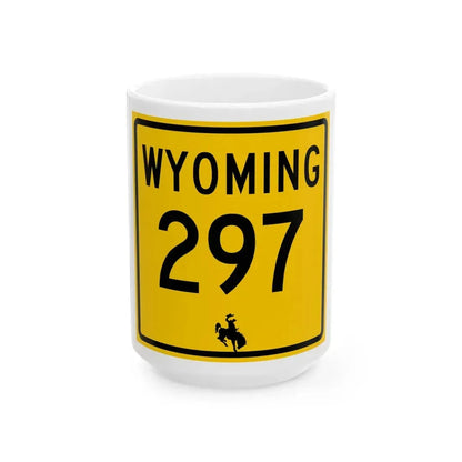 WY-297 (Wyoming) (Road Sign) White Coffee Mug 15oz - Go Mug Yourself