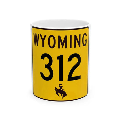 WY-312 (Wyoming) (Road Sign) White Coffee Mug 11oz - Go Mug Yourself