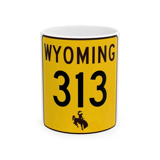 WY-313 (Wyoming) (Road Sign) White Coffee Mug 11oz - Go Mug Yourself