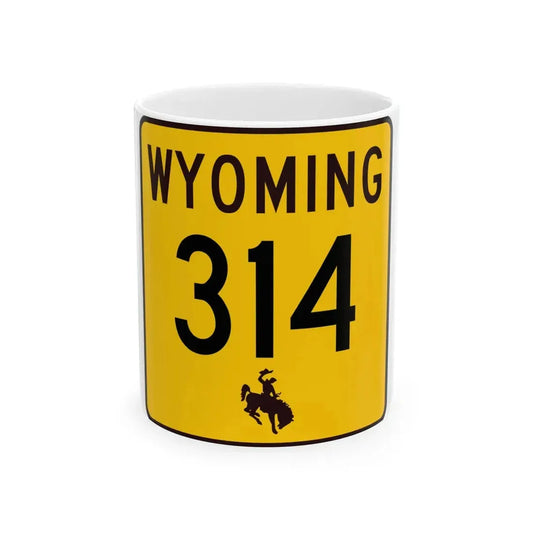 WY-314 (Wyoming) (Road Sign) White Coffee Mug 11oz - Go Mug Yourself