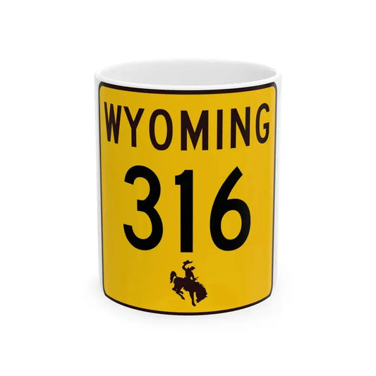 WY-316 (Wyoming) (Road Sign) White Coffee Mug 11oz - Go Mug Yourself
