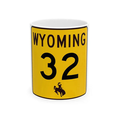 WY-32 (Wyoming) (Road Sign) White Coffee Mug 11oz - Go Mug Yourself