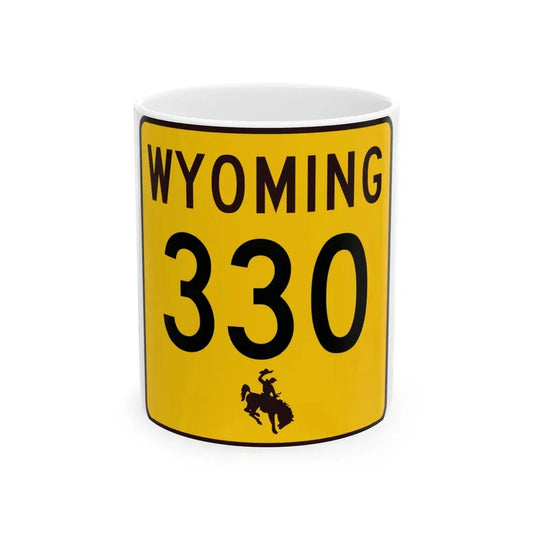 WY-330 (Wyoming) (Road Sign) White Coffee Mug 11oz - Go Mug Yourself