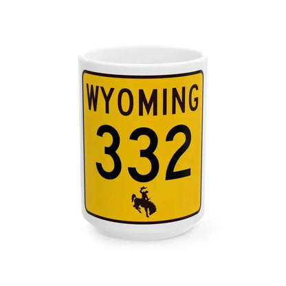 WY-332 (Wyoming) (Road Sign) White Coffee Mug 15oz - Go Mug Yourself
