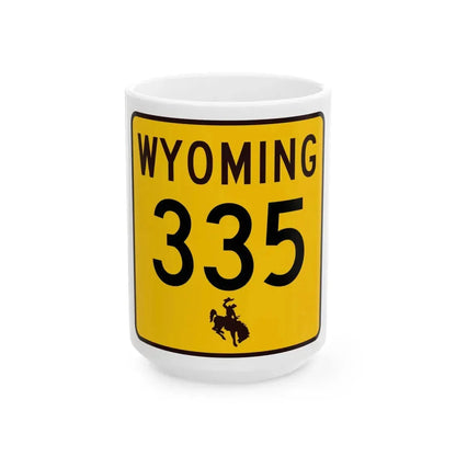 WY-335 (Wyoming) (Road Sign) White Coffee Mug 15oz - Go Mug Yourself