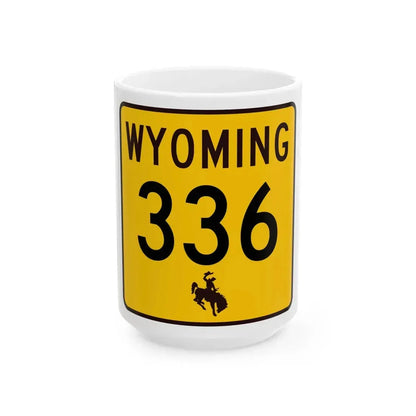 WY-336 (Wyoming) (Road Sign) White Coffee Mug 15oz - Go Mug Yourself