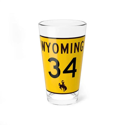 WY-34 (Wyoming) (Road Sign) Pint Glass 16oz 16oz - Go Mug Yourself