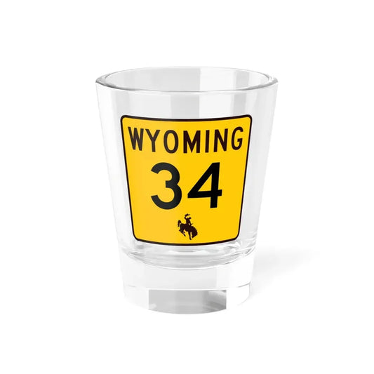 WY-34 (Wyoming) (Road Sign) Shot Glass 1.5oz 1.5oz - Go Mug Yourself
