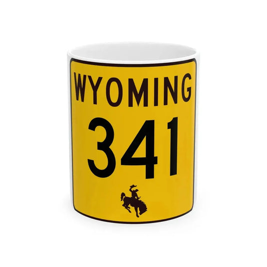 WY-341 (Wyoming) (Road Sign) White Coffee Mug 11oz - Go Mug Yourself