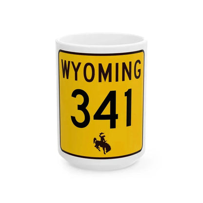 WY-341 (Wyoming) (Road Sign) White Coffee Mug 15oz - Go Mug Yourself