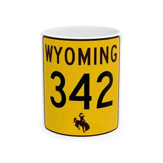 WY-342 (Wyoming) (Road Sign) White Coffee Mug 11oz - Go Mug Yourself