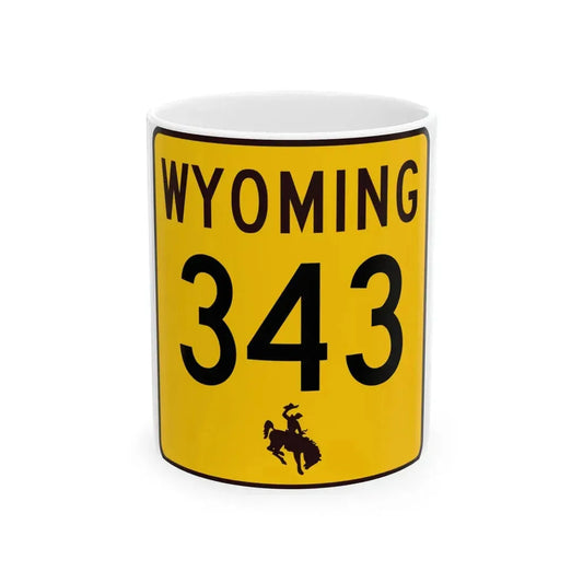 WY-343 (Wyoming) (Road Sign) White Coffee Mug 11oz - Go Mug Yourself
