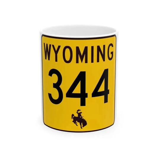 WY-344 (Wyoming) (Road Sign) White Coffee Mug 11oz - Go Mug Yourself