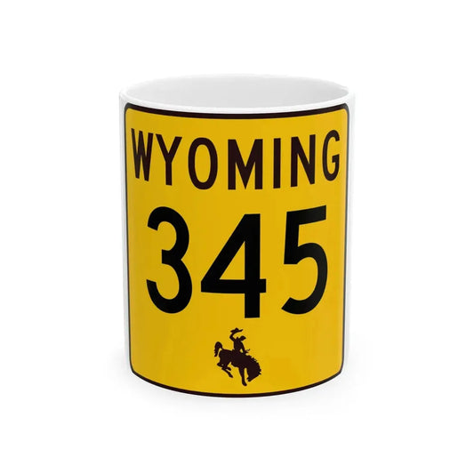 WY-345 (Wyoming) (Road Sign) White Coffee Mug 11oz - Go Mug Yourself