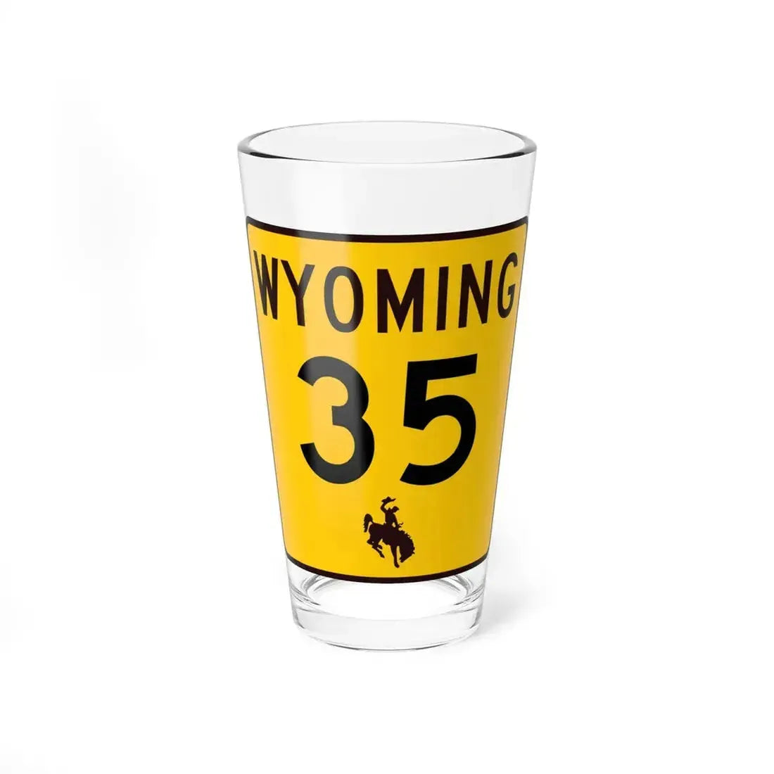WY-35 (Wyoming) (Road Sign) Pint Glass 16oz 16oz - Go Mug Yourself