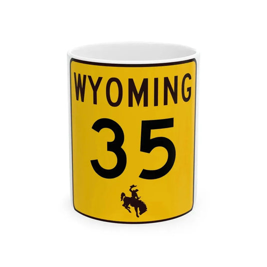 WY-35 (Wyoming) (Road Sign) White Coffee Mug 11oz - Go Mug Yourself