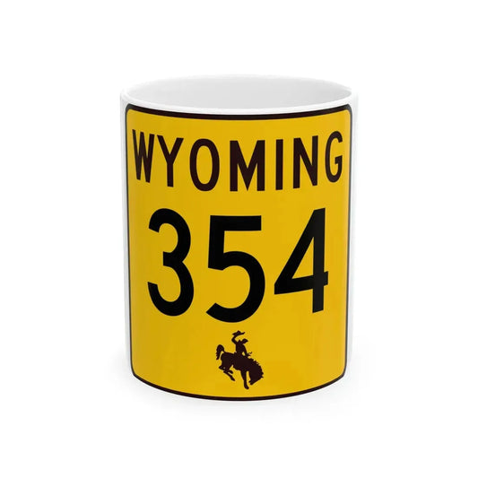 WY-354 (Wyoming) (Road Sign) White Coffee Mug 11oz - Go Mug Yourself