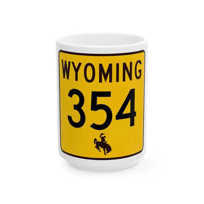 WY-354 (Wyoming) (Road Sign) White Coffee Mug 15oz - Go Mug Yourself