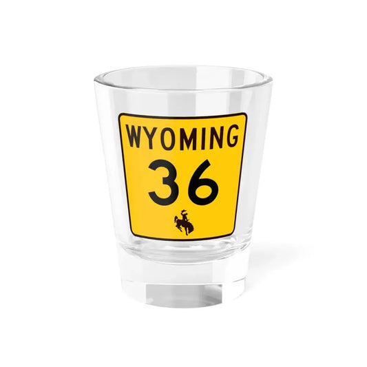 WY-36 (Wyoming) (Road Sign) Shot Glass 1.5oz 1.5oz - Go Mug Yourself