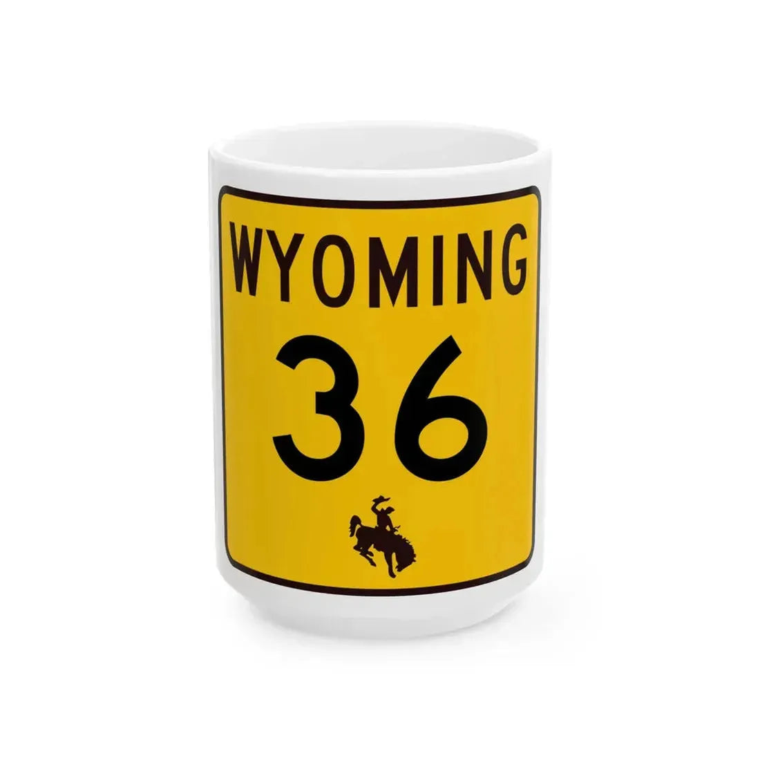WY-36 (Wyoming) (Road Sign) White Coffee Mug 15oz - Go Mug Yourself