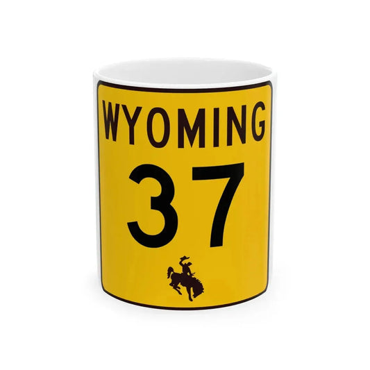 WY-37 (Wyoming) (Road Sign) White Coffee Mug 11oz - Go Mug Yourself