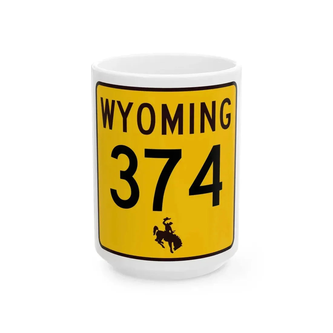 WY-374 (Wyoming) (Road Sign) White Coffee Mug 15oz - Go Mug Yourself