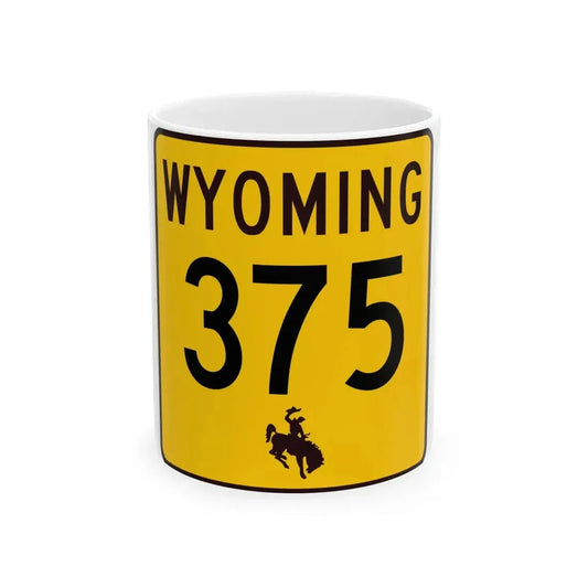 WY-375 (Wyoming) (Road Sign) White Coffee Mug 11oz - Go Mug Yourself