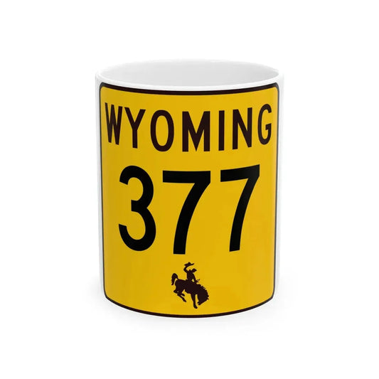 WY-377 (Wyoming) (Road Sign) White Coffee Mug 11oz - Go Mug Yourself