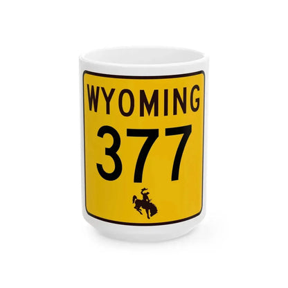 WY-377 (Wyoming) (Road Sign) White Coffee Mug 15oz - Go Mug Yourself