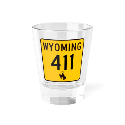 WY-411 (Wyoming) (Road Sign) Shot Glass 1.5oz 1.5oz - Go Mug Yourself