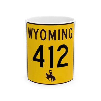 WY-412 (Wyoming) (Road Sign) White Coffee Mug 11oz - Go Mug Yourself