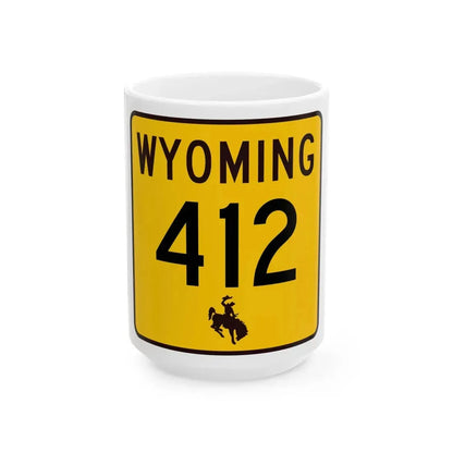 WY-412 (Wyoming) (Road Sign) White Coffee Mug 15oz - Go Mug Yourself