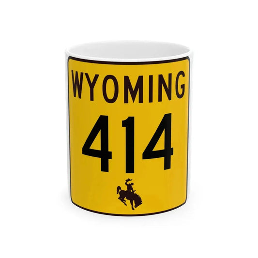 WY-414 (Wyoming) (Road Sign) White Coffee Mug 11oz - Go Mug Yourself