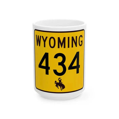 WY-434 (Wyoming) (Road Sign) White Coffee Mug 15oz - Go Mug Yourself