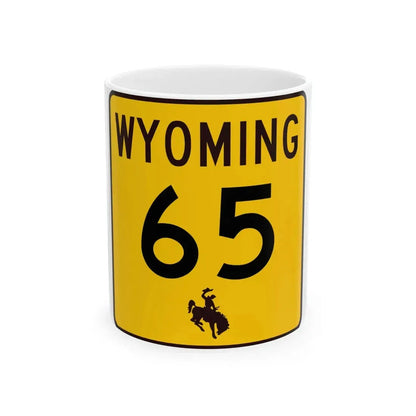 WY-65 (Wyoming) (Road Sign) White Coffee Mug 11oz - Go Mug Yourself