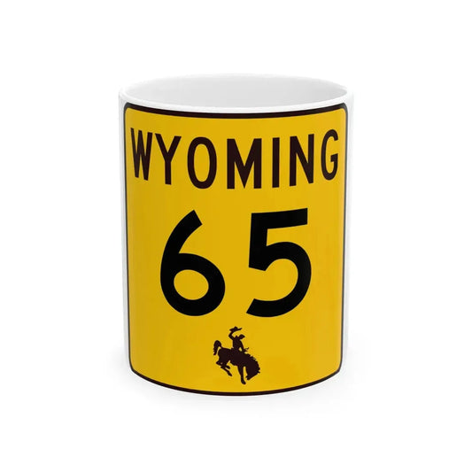 WY-65 (Wyoming) (Road Sign) White Coffee Mug 11oz - Go Mug Yourself