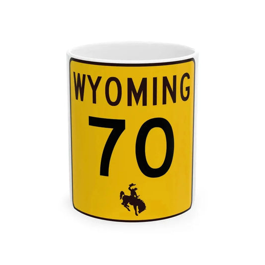 WY-70 (Wyoming) (Road Sign) White Coffee Mug 11oz - Go Mug Yourself