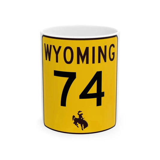 WY-74 (Wyoming) (Road Sign) White Coffee Mug 11oz - Go Mug Yourself